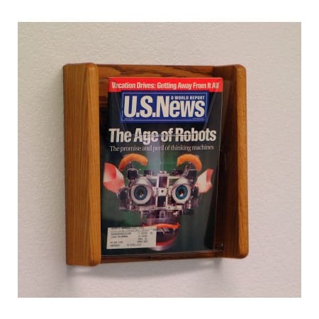 Wooden Mallet 1 Pocket Acrylic & Oak Wall Display - Medium Oak AC12-1MO